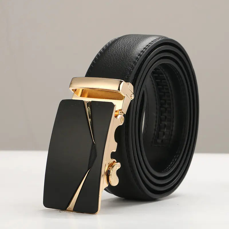 Genuine Leather Men's Belt with Automatic Buckle