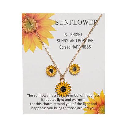 Sunflower Necklace and Earring Set - Creative Design