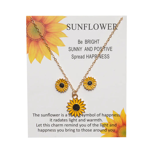 Sunflower Necklace and Earring Set - Creative Design
