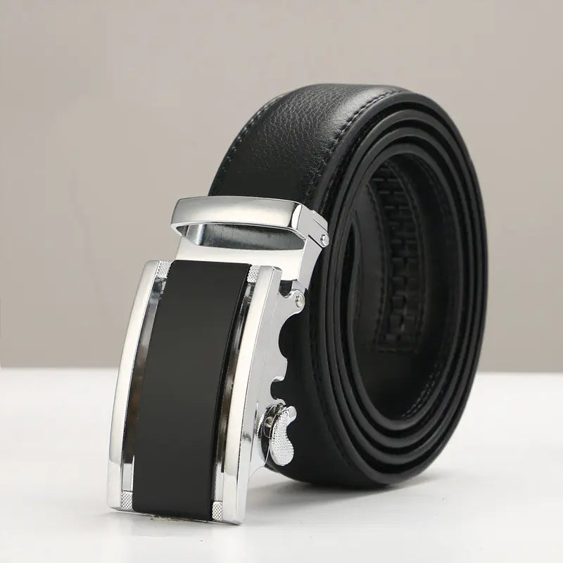 Genuine Leather Men's Belt with Automatic Buckle