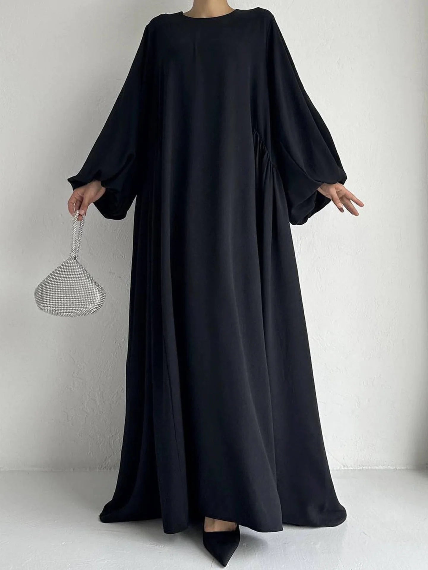 Solid Color Simple Abaya Dress