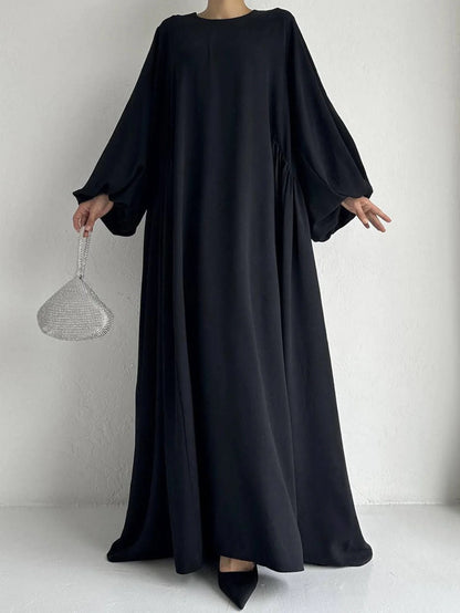Solid Color Simple Abaya Dress