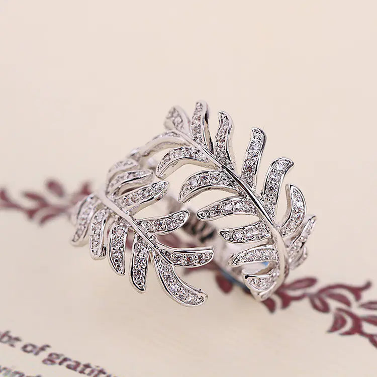 Luxury Hollow Mimosa Ring - Trendy Leaf Open Ring