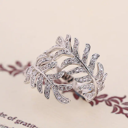 Luxury Hollow Mimosa Ring - Trendy Leaf Open Ring