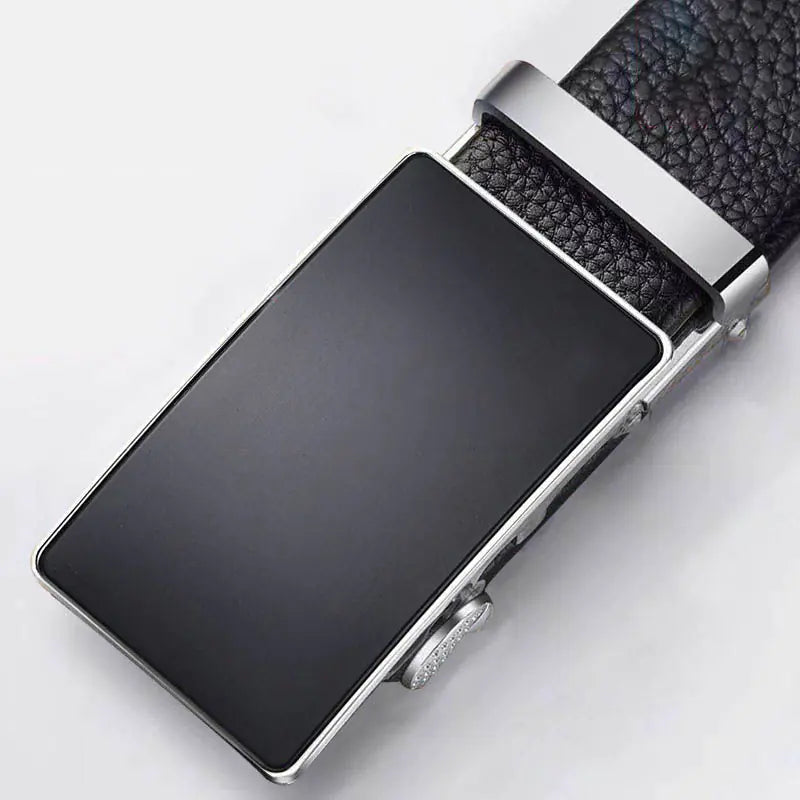 Men's Cowhide Leather Belt with Automatic Buckle