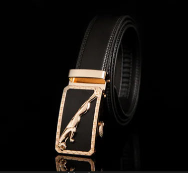 Automatic Buckle Leather Belt for Business Pants