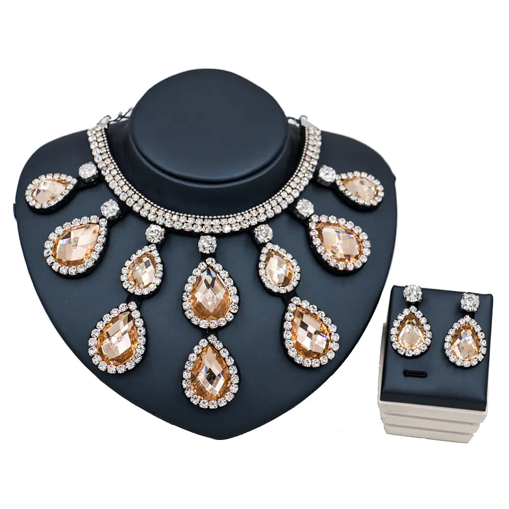 Colorful Exaggerated Bridal Necklace and Earring Set