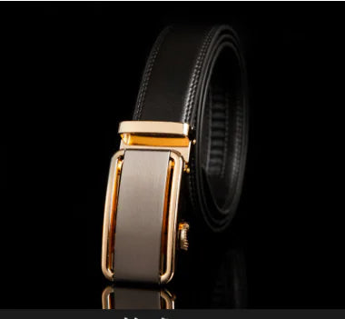 Automatic Buckle Leather Belt for Business Pants