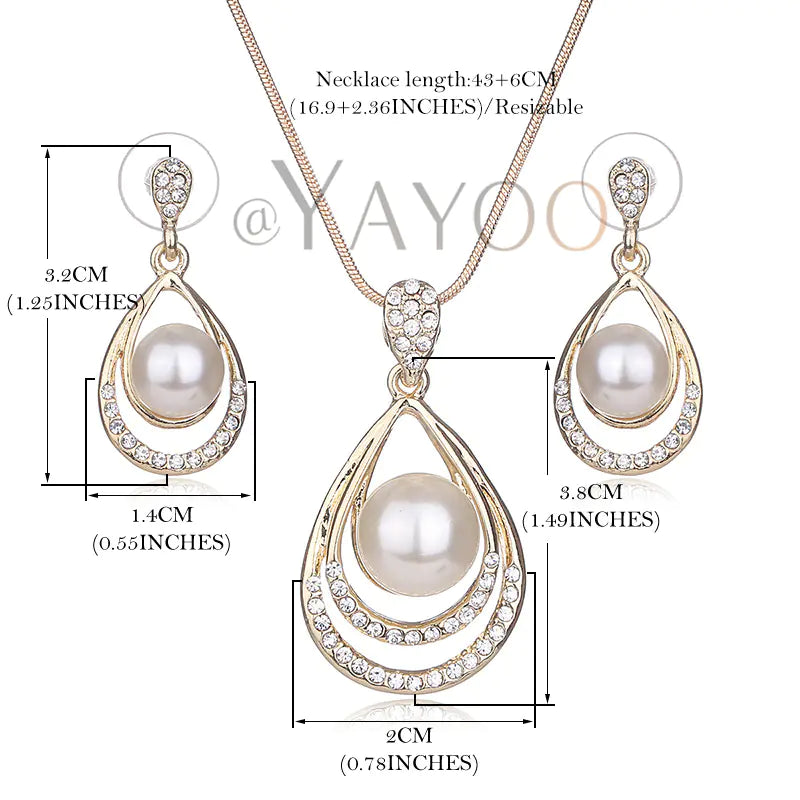 Bridal Necklace and Earring Set with Pearls