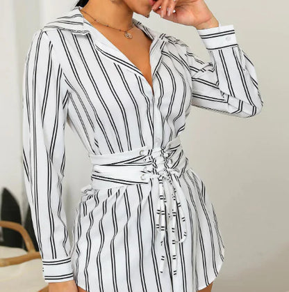 Striped Casual Long Sleeve Shirt and Dress