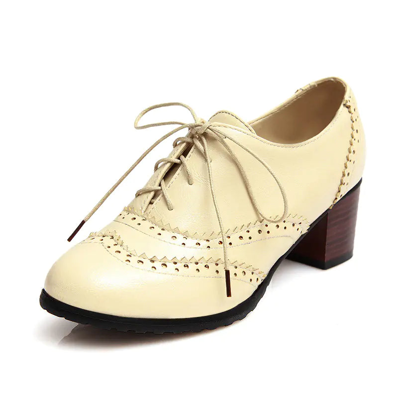 Plus Size Lace-Up Mid Heels with Hollow Design Z52