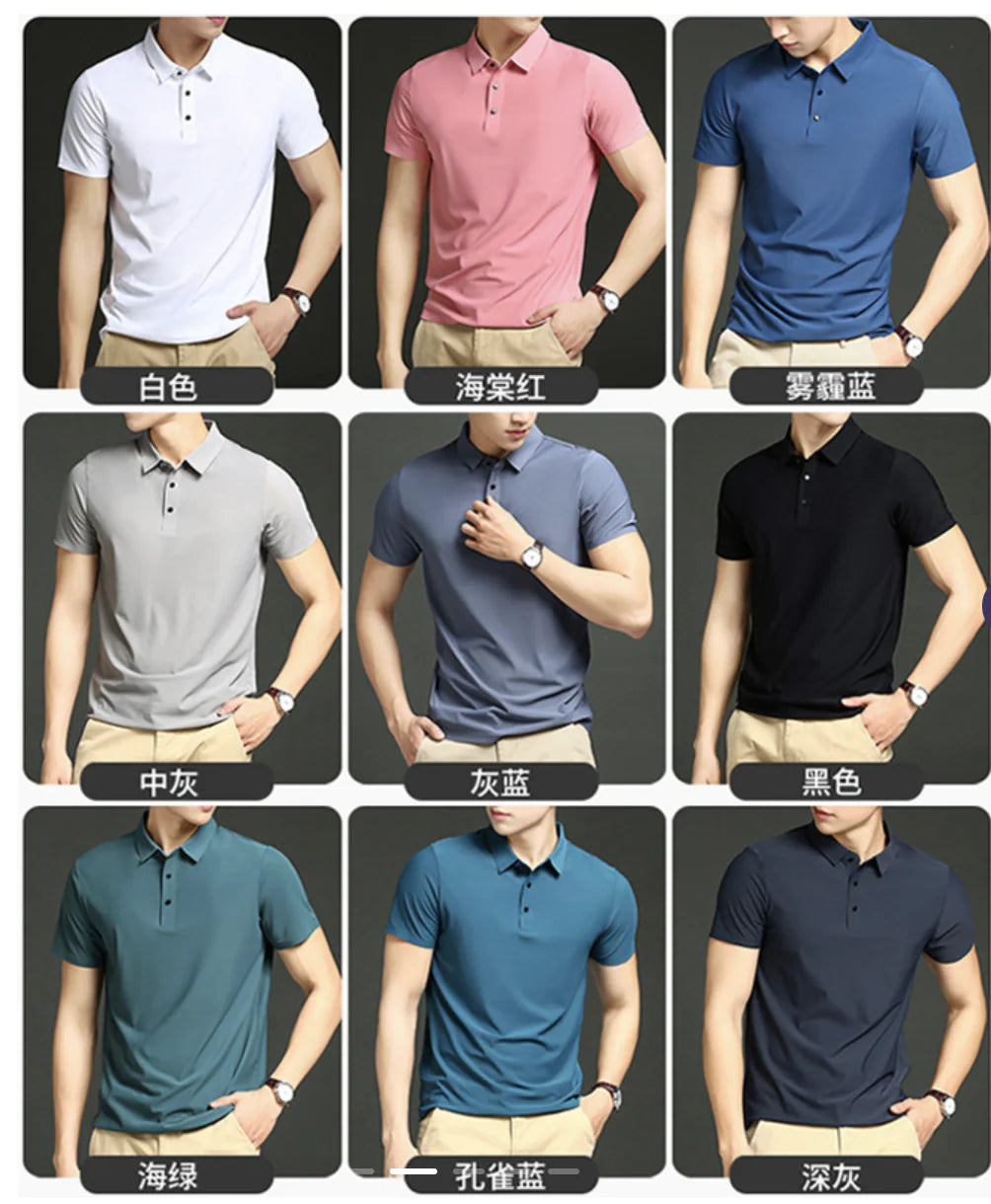 Men's Summer Loose Fit Ice Silk Polo Shirt