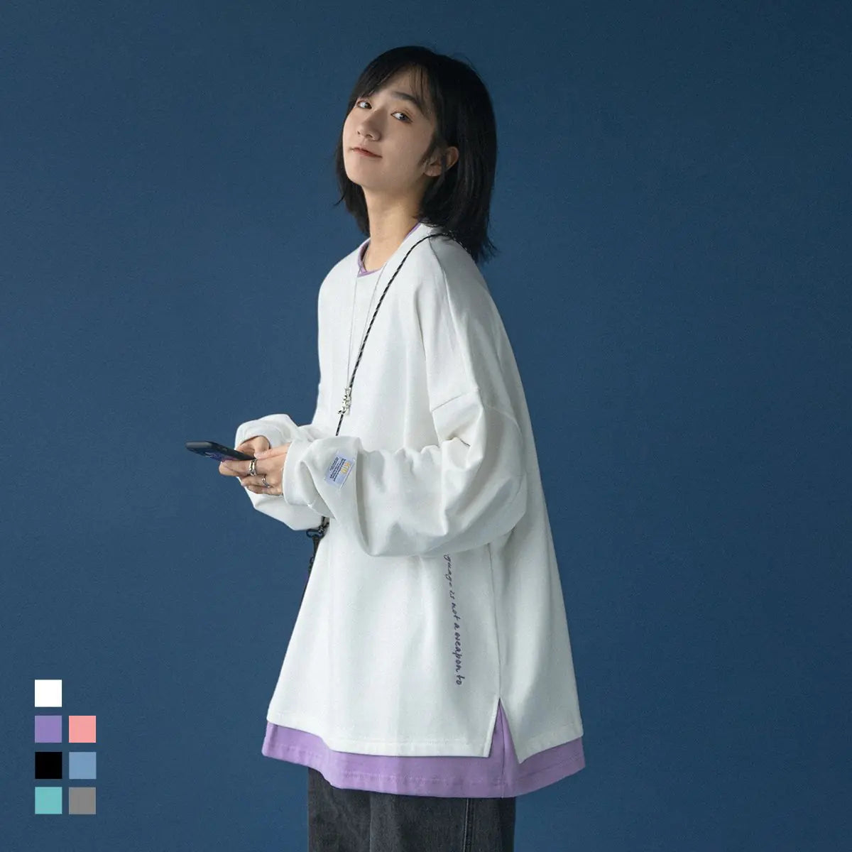 Loose-Fit Women's Two-Piece Round Neck Sweater Top