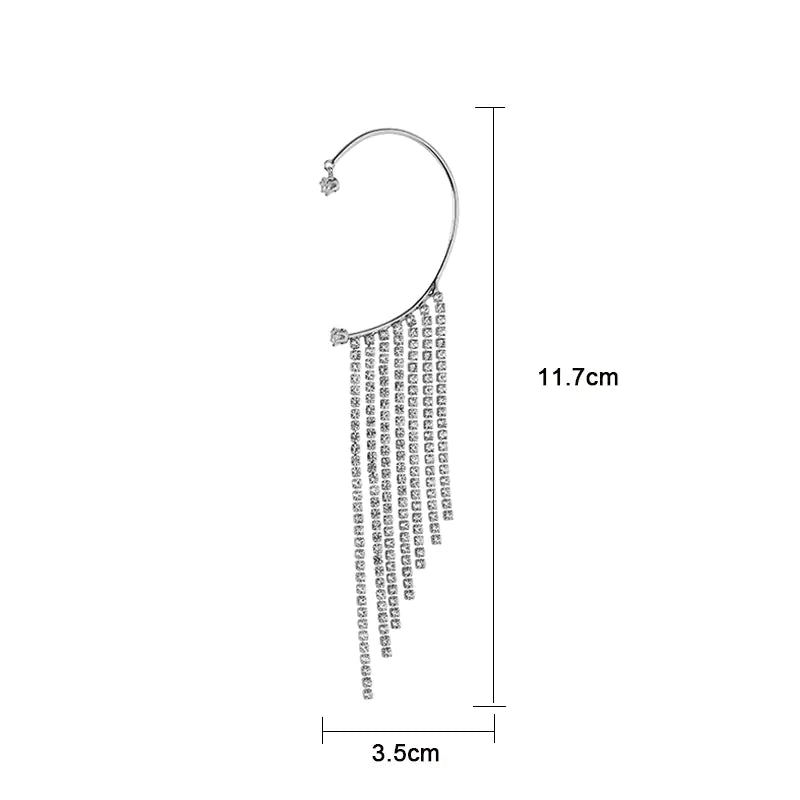 Exaggerated Rhinestone Tassel Earring Without Piercing