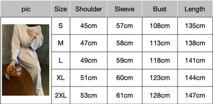 Linen Embroidered Band Lining Abaya Dress