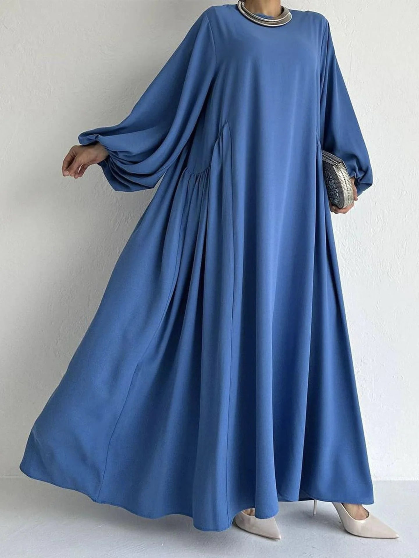Solid Color Simple Abaya Dress